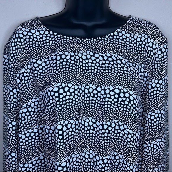 XL TALBOTS BLACK WHITE BLOUSE DOT PRINT LONG SLEEVE - Picture 2 of 10